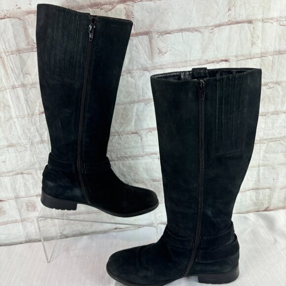Clarks Women's 8 M Black Suede Plaza Steer Buckle Tall Riding Zip Boots - Picture 11 of 14